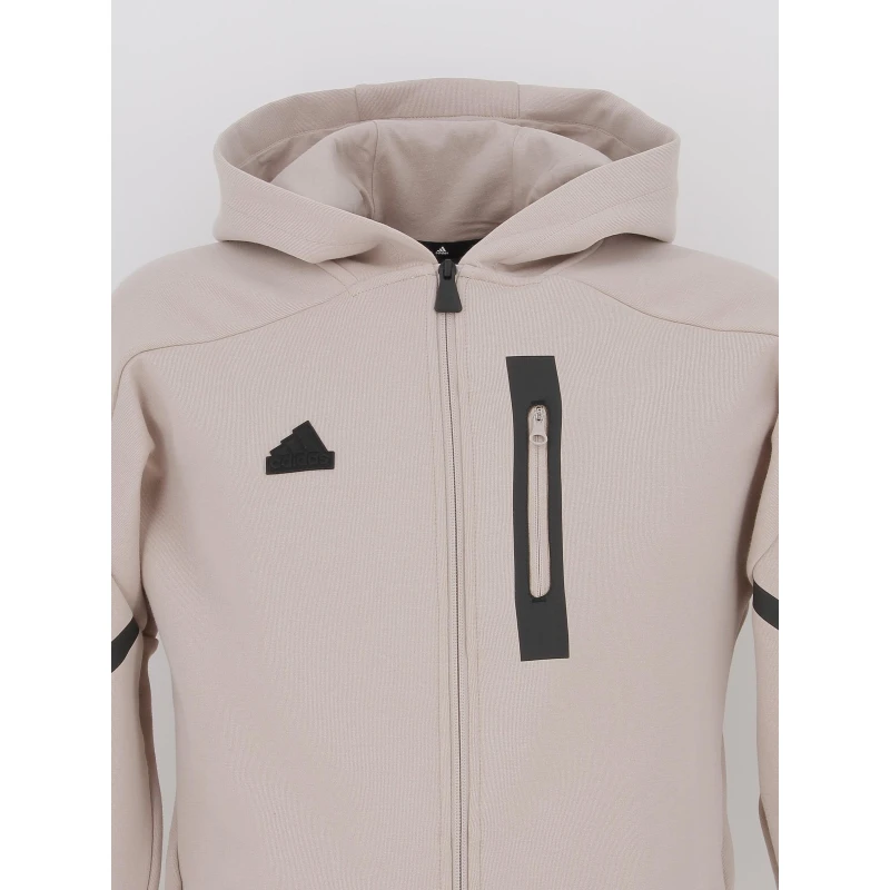 Sweat à Capuche Zippé Designed 4 Gameday Beige Homme - Adidas 5 Sweat à Capuche Zippé Designed 4 Gameday Beige Homme - Adidas – Image 3