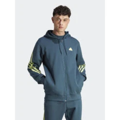 Sweat à Capuche Zippé Fi 3s Logo Badge Vert Homme - Adidas