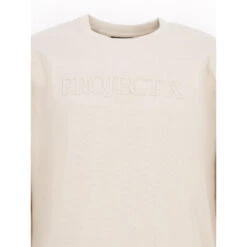 Sweat Col Rond Logo Relief Beige Homme - Project X Paris -TEDDY Vetements Magasin sweat col rond logo relief beige homme project x paris 2