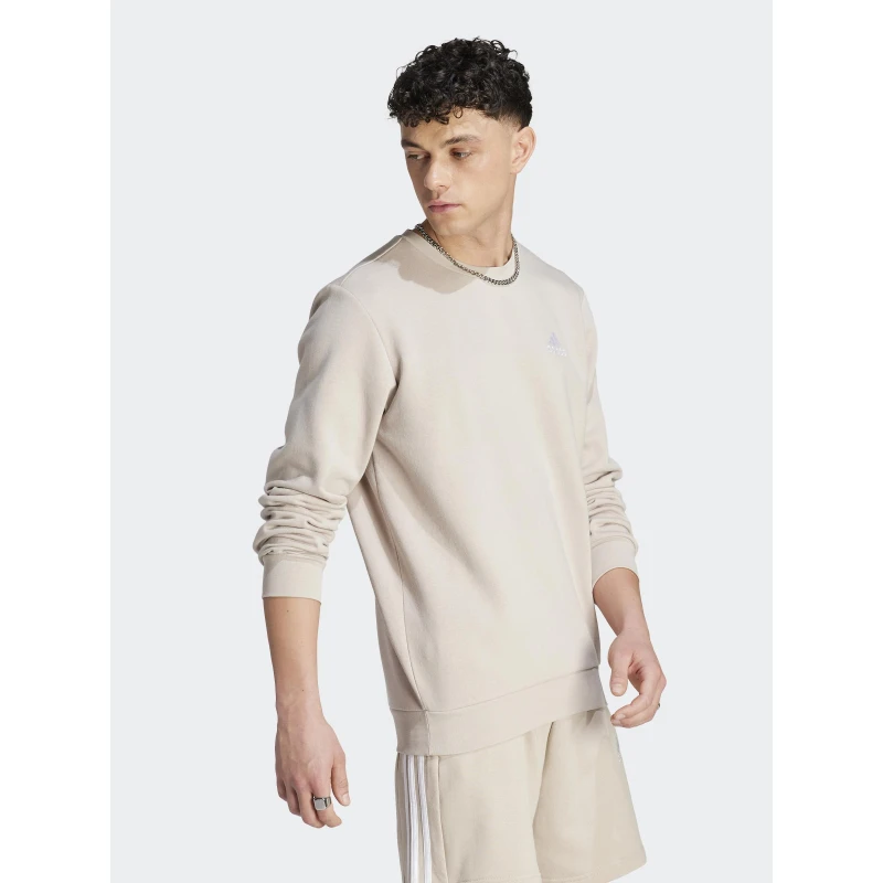 Sweat Feelcozy Basique Logo Brodé Beige Homme - Adidas 5 Sweat Feelcozy Basique Logo Brodé Beige Homme - Adidas – Image 3