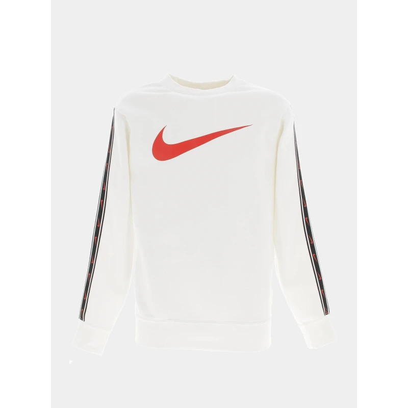 Sweat Nsw Repeat Fleece Crew Blanc Homme - Nike 3 Sweat Nsw Repeat Fleece Crew Blanc Homme - Nike