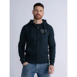 Sweat Zippé à Capuche Brodé Bleu Marine Homme - Petrol Industries