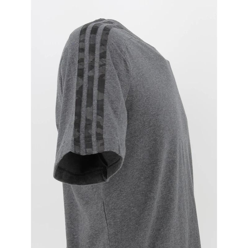 T-shirt 3 Stripes Gris Anthracite Homme - Adidas 6 T-shirt 3 Stripes Gris Anthracite Homme - Adidas – Image 4