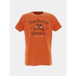 T-shirt Biker Ride Free Orange Homme - Von Dutch