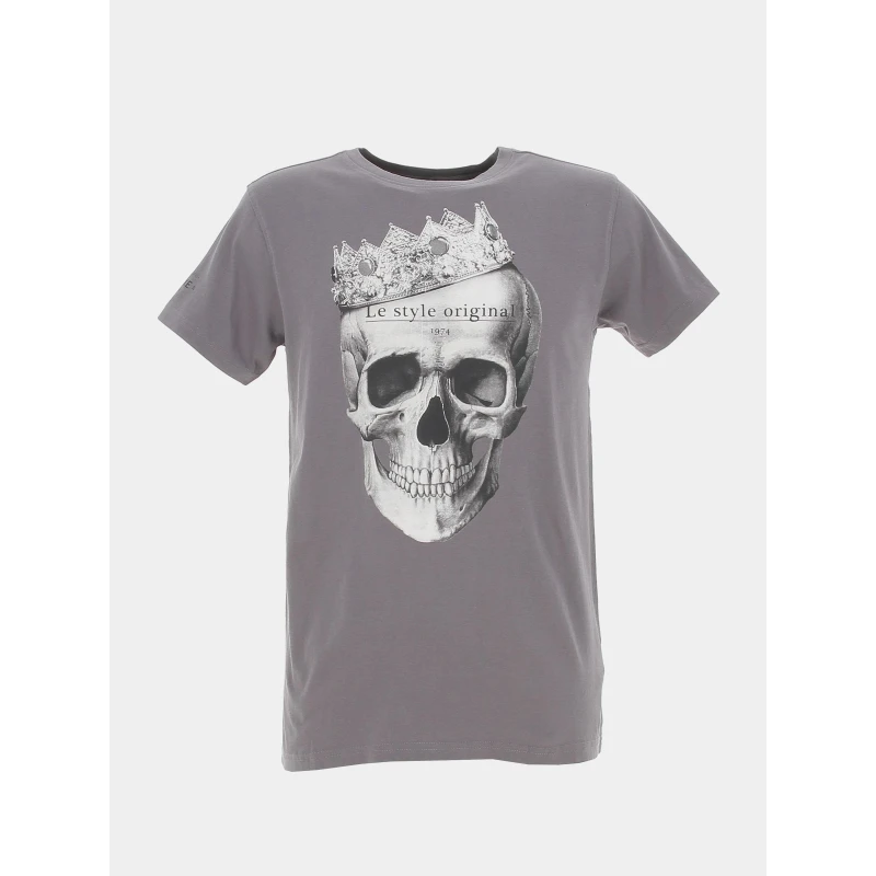 T-shirt Crown Squelette Gris Homme - Deeluxe 3 T-shirt Crown Squelette Gris Homme - Deeluxe