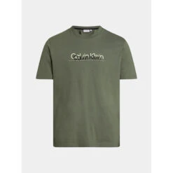T-shirt Double Flock Logo Kaki Homme - Calvin Klein