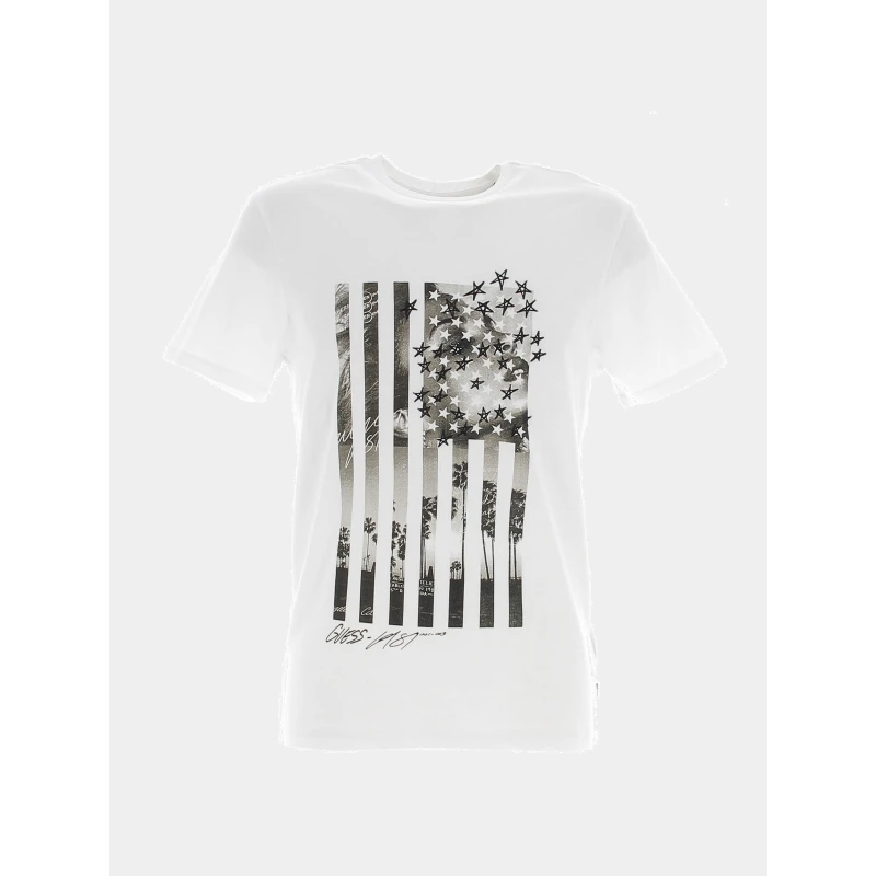 T-shirt Flag Collage Blanc Homme - Guess 3 T-shirt Flag Collage Blanc Homme - Guess