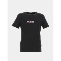 T-shirt Maksim Logo Barré Noir Homme - Guess