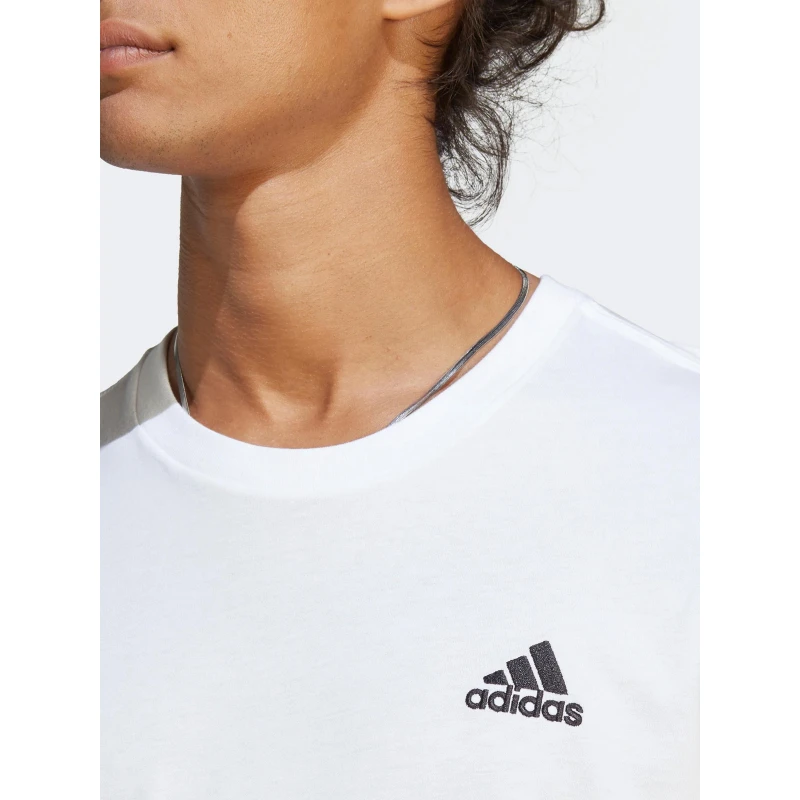 T-shirt Uni Classique Petit Logo Brodé Blanc Homme - Adidas 5 T-shirt Uni Classique Petit Logo Brodé Blanc Homme - Adidas – Image 3