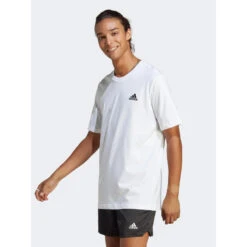 T-shirt Uni Classique Petit Logo Brodé Blanc Homme - Adidas