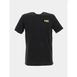 T-shirt Uni Logo Jaune Fluo Noir Homme - Comme Des Loups